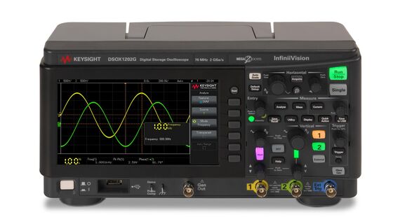 Keysight Osciloscópios essenciais Osciloscópio classe XR1-DSOX1202G fornece 70MHz de largura de banda em 2 canais analógicos e gerador de forma de onda incorporado